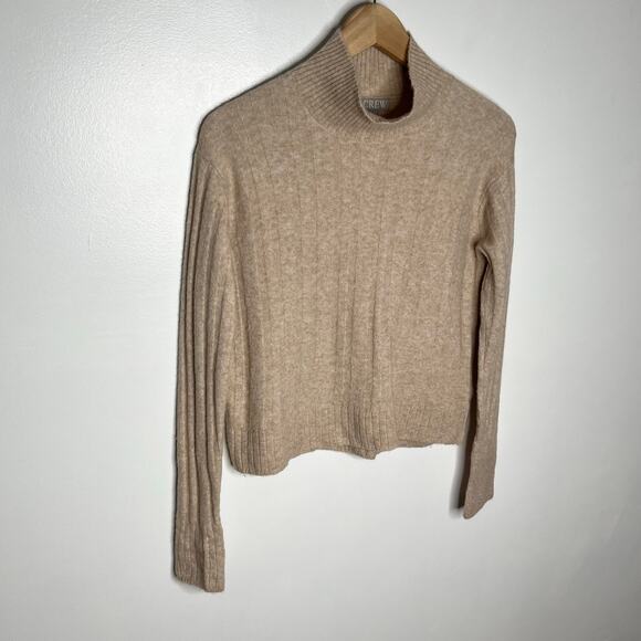 J. Crew Ribbed Mock Neck Sweater Womens XS Beige Neutral Merino Wool Alpaca - Picture 3 of 10